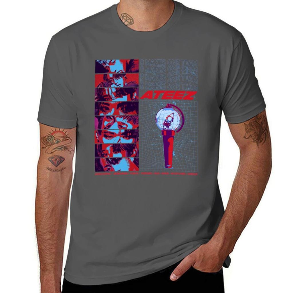 Ateez Ot8 Retro Streetwear Inspired Design T-shirt Printed T Shirts For Man Cotton T Shirt Man Man T Shirt Heavy Cotton T-shirt