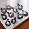 Boucles d'Oreilles Rondes Géométriques Imprimé Léopard Exagérées Mode Polyvalentes Boucles d'Oreilles à Tige Argentée Luxe Léger Accessoires d'Oreilles Haut de Gamme