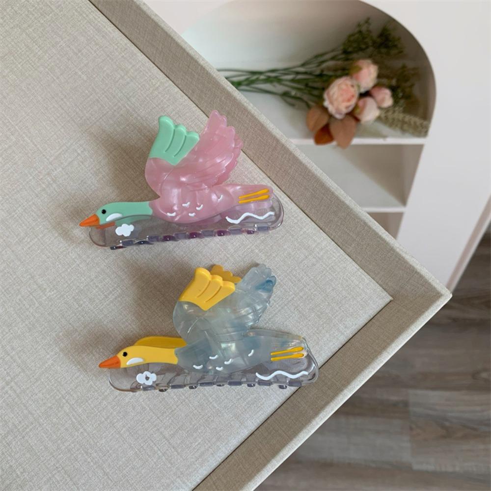 Cartoon Bird Hair Claw Vintage Acetate Shark Clip Creative Wild Goose Shark Clip  Lady/Girls