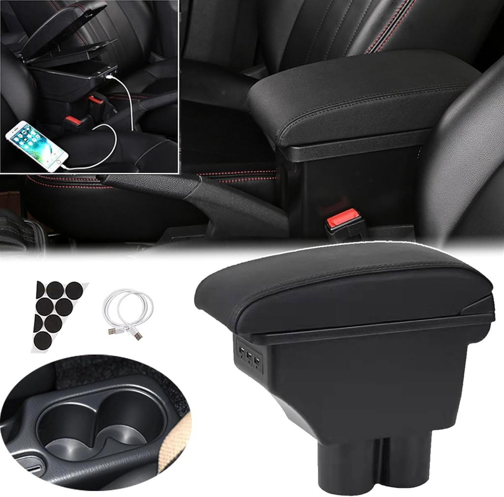 JYUNN AQUA Car Armrest, Toyota Aqua NHP10/NHP10H, Charging Port, Storage Cushion, Dual Layer Type,