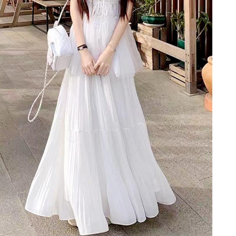 

Корейская фиолетовая юбка для женщин на лето Новая плиссированная юбка средней длины с высокой талией Приталенная А-силуэта Юбка-торт XL