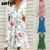 Dames Mode Zomer Lente 2/1 Mouw V-Hals Casual Jurken