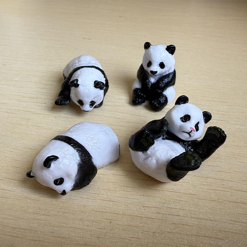4 Pcs/Set Cute Panda PVC Figure Desktop Decoration DIY Microlandscape Ornaments Accessories Home Decor