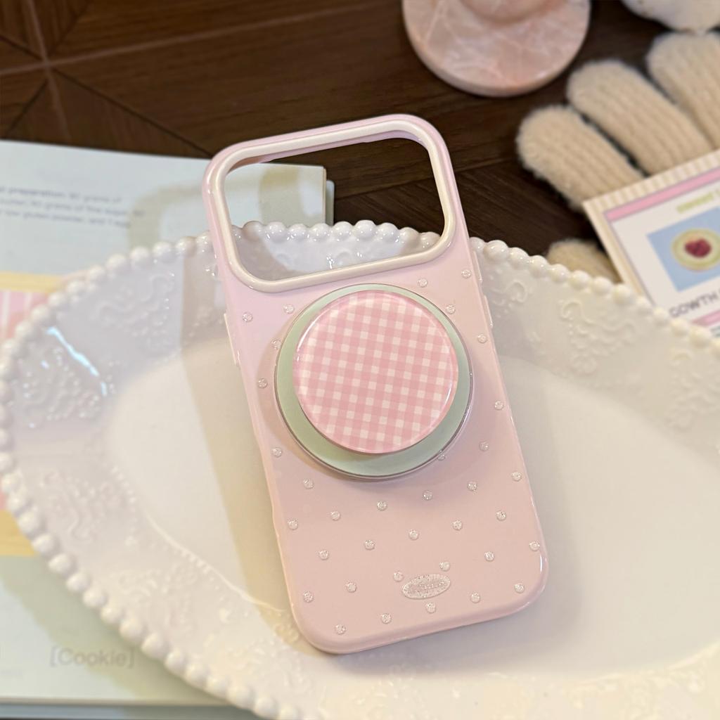 Minimalist ins-style polka dot phone case suitable for Apple 17 Pro Max, iPhone 16 embossed glitter case, 15 magnetic stand