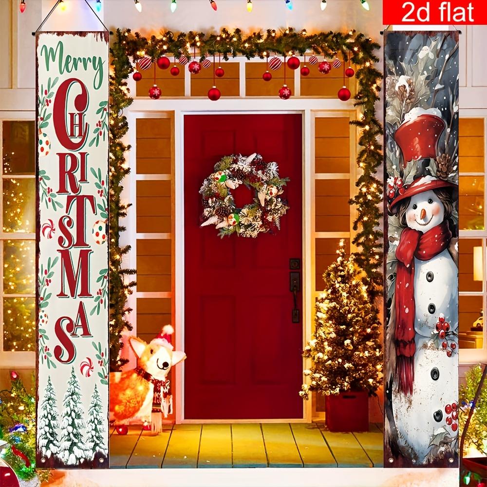 Merry Christmas Couplet Banner Snowman 1 Pair Polyester Indoor Outdoor Decor