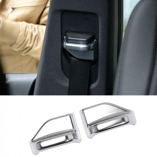 Safety Belt Buckle Accessories Cover 2PCS For Benz GLA CLA 2013-2019 ABS Silver