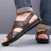 Herren Schwarz Leder Sandalen Sommer Braun Outdoor Wandersandalen Outdoor Breite Zehenpartie Strandschuhe für Vater Übergröße