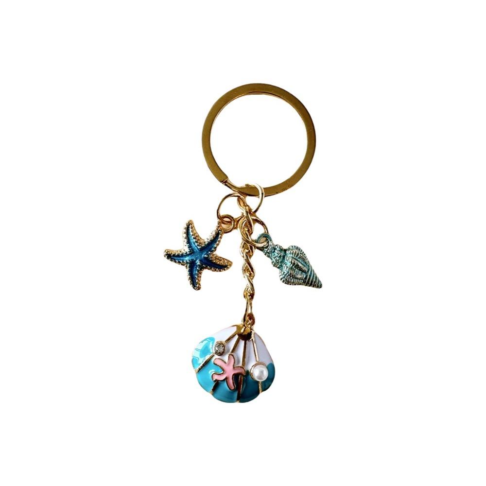 Gold Tone Shell Keychain Alloy Seashell Keychain New Bag Charm Backpack Accessory