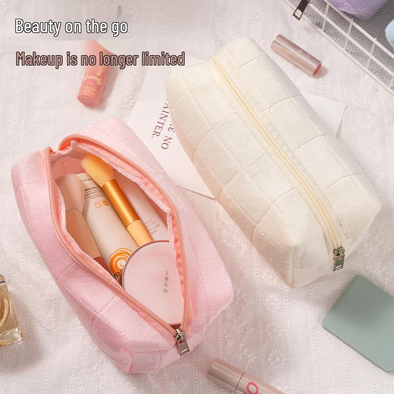 Luxurious Suede Cosmetic Bag with Large Capacity, Portable and Stylish Design