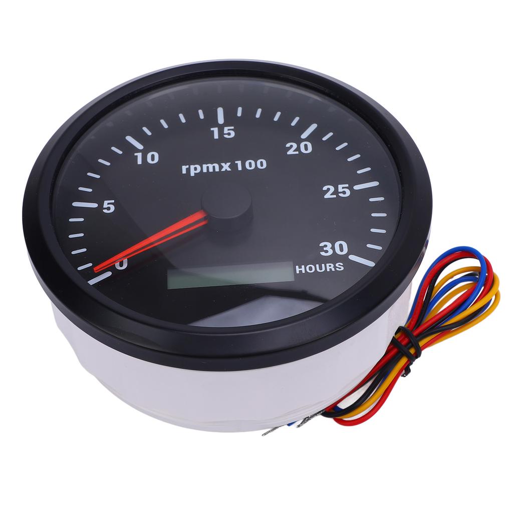 110mm 4 3 8in Tachometer 7 Color Backlight DC 9 32V 3000RPM Gauge with Hour Meter for Car Yacht RV Boat Truck Black