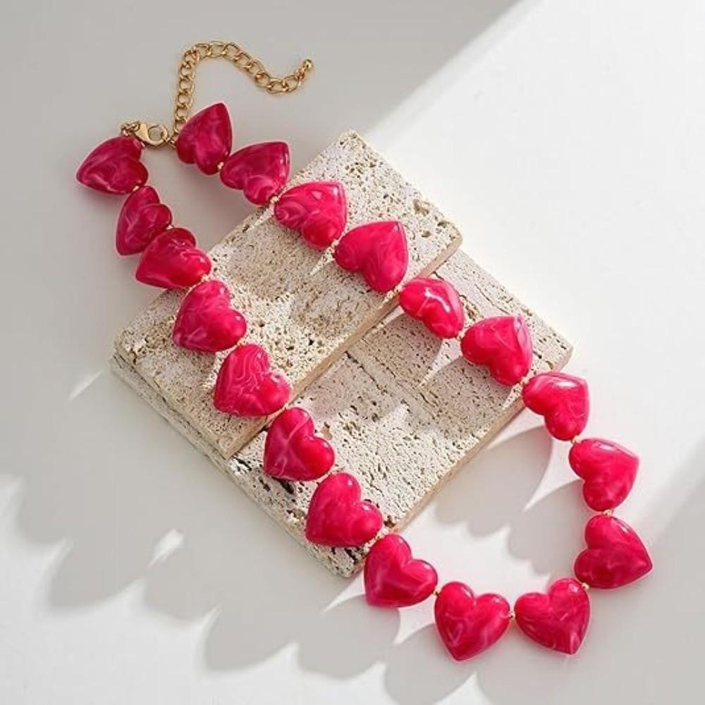 Love Heart Acrylic Necklace Choker Sweater Chain Fashion Women Clavicle Chain  Beach