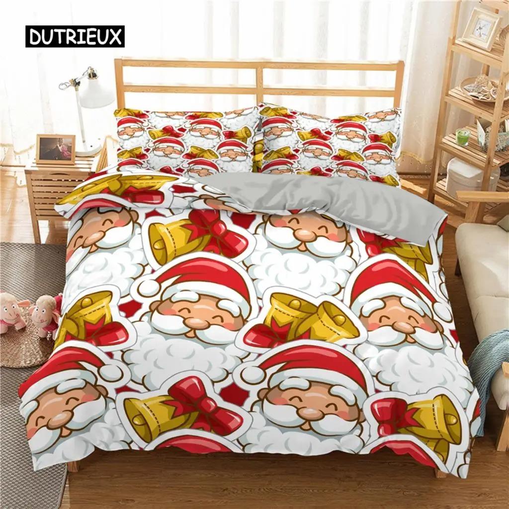 Santa Claus Print Duvet Cover for Adult Kids Microfiber Bedding Set Pillowcase Christmas Decor Quilt Cover 23pcs King Twin Size