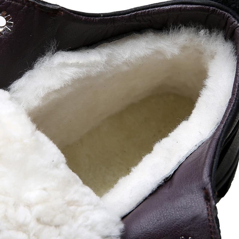 Outdoor Mountaineering Warm Wool Men's Cotton Shoes High-top Men's Boots Velvet Leather Shoes Non-slip, Cold-proof and Frost-resistant