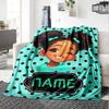 Happy Girl Bow Multi-purpose Customizable Blanket Personalized Text Durable Comfort Versatile for Sofa Couch Office Bed Picnics