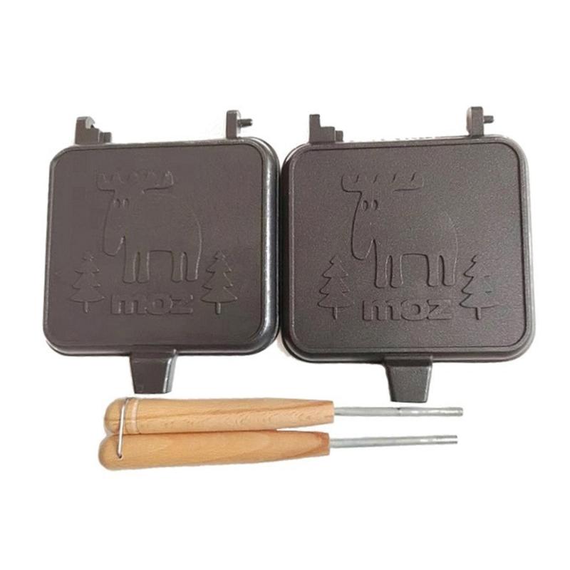 Sandwich Baking Tray Nonstick Double Pan Nonstick Pan Double Sided BBQ Skillets Aluminum Alloy Pot With Lid for Kitchen