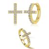 M-JAJA Moissanite Cross Wedding Band Hoop Earrings S925 Silver for Women Gold Plated Fine Jewelry Set Party Gifts