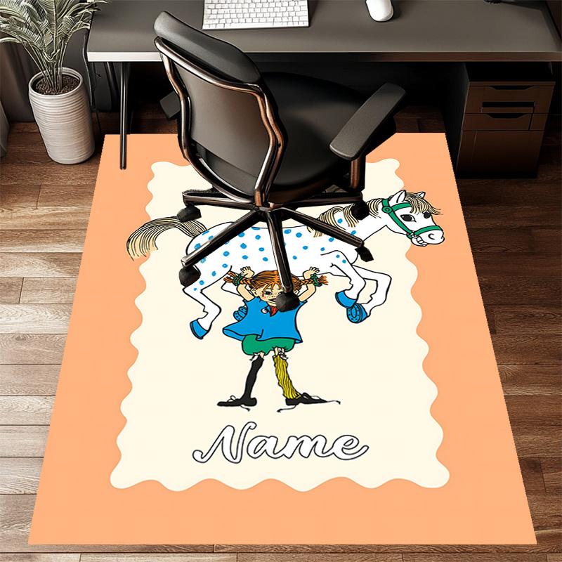 Custom Pippi Longstocking Mat Personalized Name, Polyester Washable Indoor Entryway Rug, Gift for Christmas, Easter, Thanksgiving Day