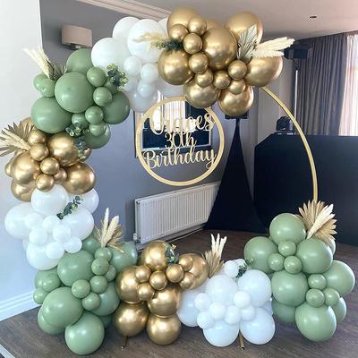 Sage Green White Gold Balloon Garland Arch Kit Green White Latex Balloons Birthday Baby Shower Gender Reveal Wedding Party Decor