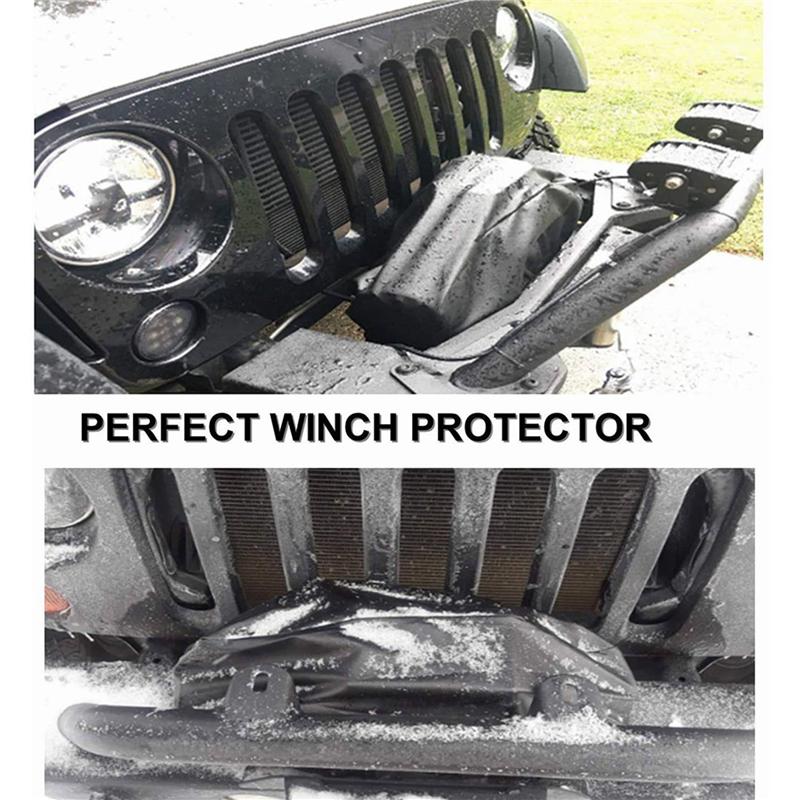 ABLZ-5X Winch Cover Heavy Duty Waterproof Winch Protection Cover Dust-Proof Universal Winch Cover For Up To 17500 Lbs