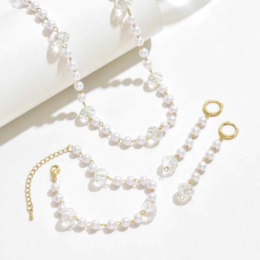 Hochwertiges Perlenhalsketten- & Armband-Set: Leichter Luxus Schmuck für Damen für Herbst/Winter