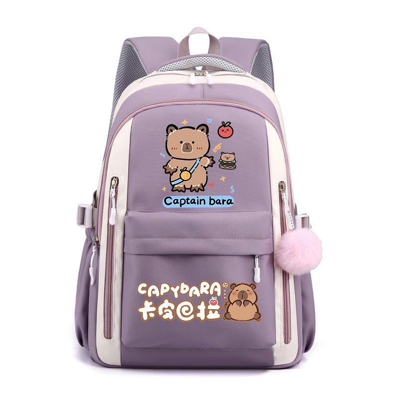Kapibara Schoolbag New 2024 Ridge Protection Cute Men and Women High Value Cartoon Printing Large Capacity Backpack