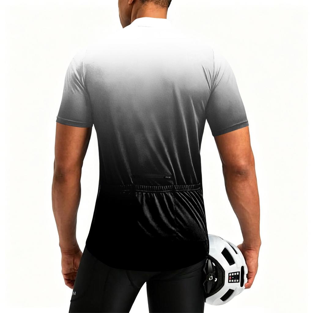 Herren Kurzarm Fahrradtrikot Atmungsaktiv Schnelltrocknendes Material Halber Reißverschluss Leichte Sportbekleidung für Outdoor-Sportarten