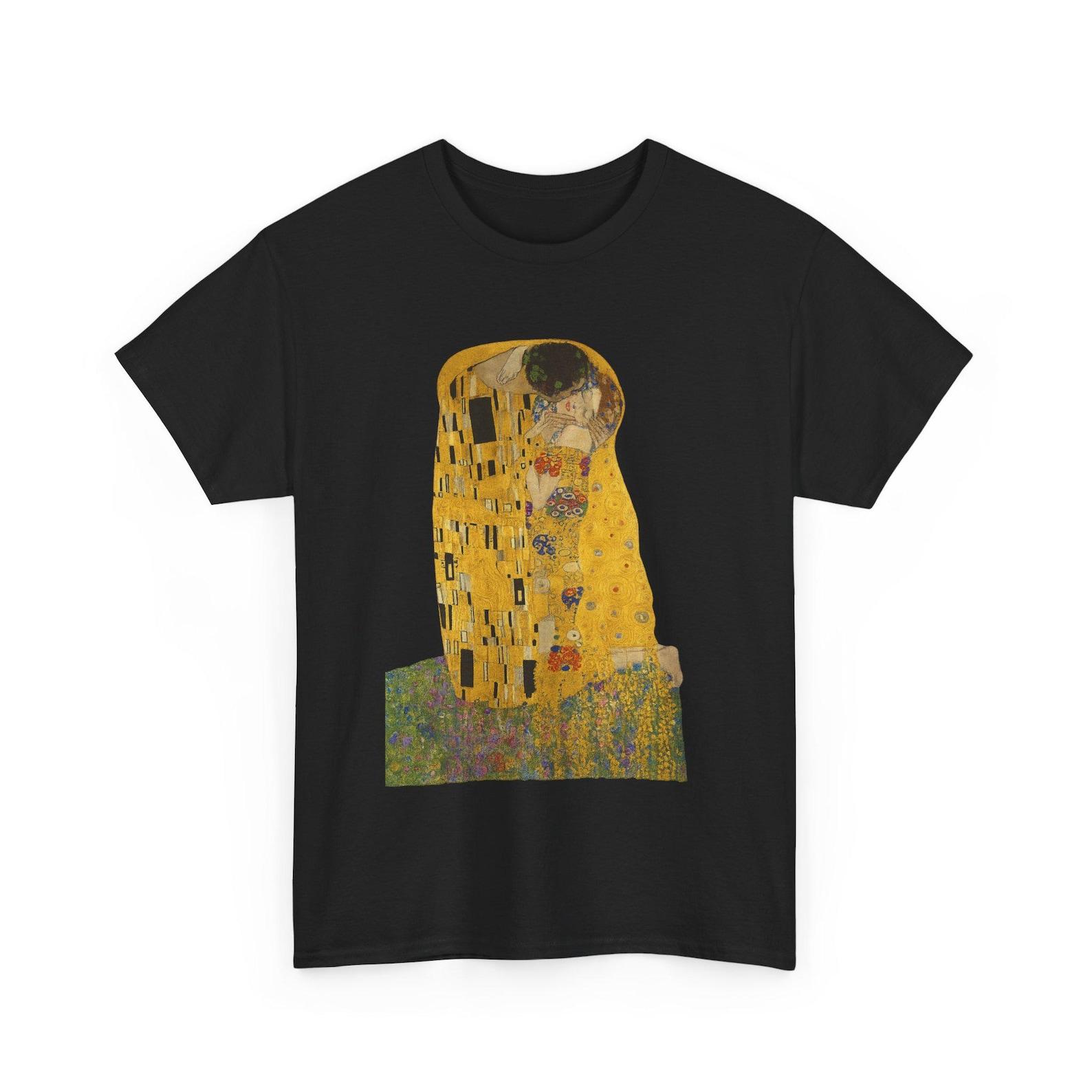The Kiss T-Shirt: Gustav Klimt Golden Art Print, Romantic Tee 3XL