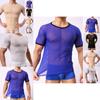 Men's Slim Fit Sexy Mesh Sheer Short Sleeve Gym Tops Chic And Stylish T-shirt