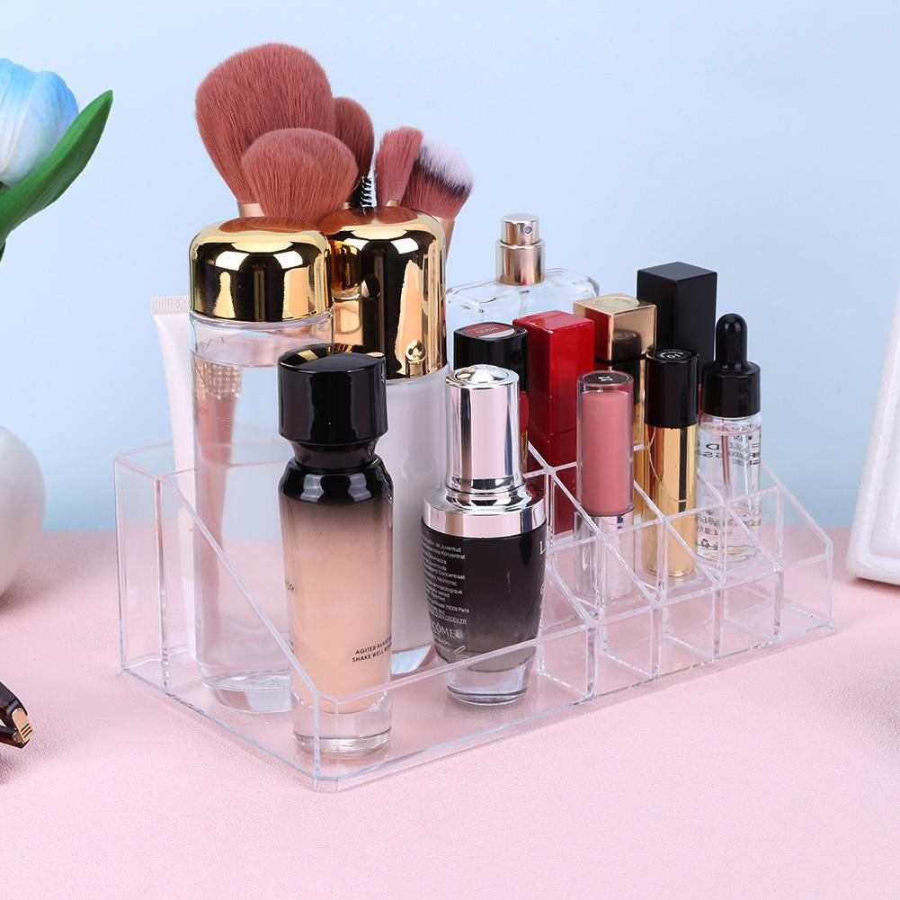 Transparent Lipstick Storage Box 16 Slots Acrylic Lipstick Organizer Opening Design Multipurpose for Bathroom Vanity