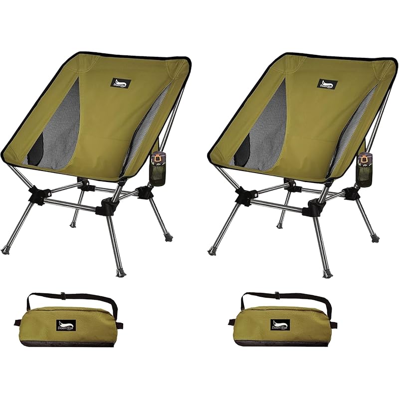 

outdoor chair 2WAY height adjustable [ Uniquely developed cup holder] Folding camp chair lightweight with pocket Load capacity 150kg compact chair