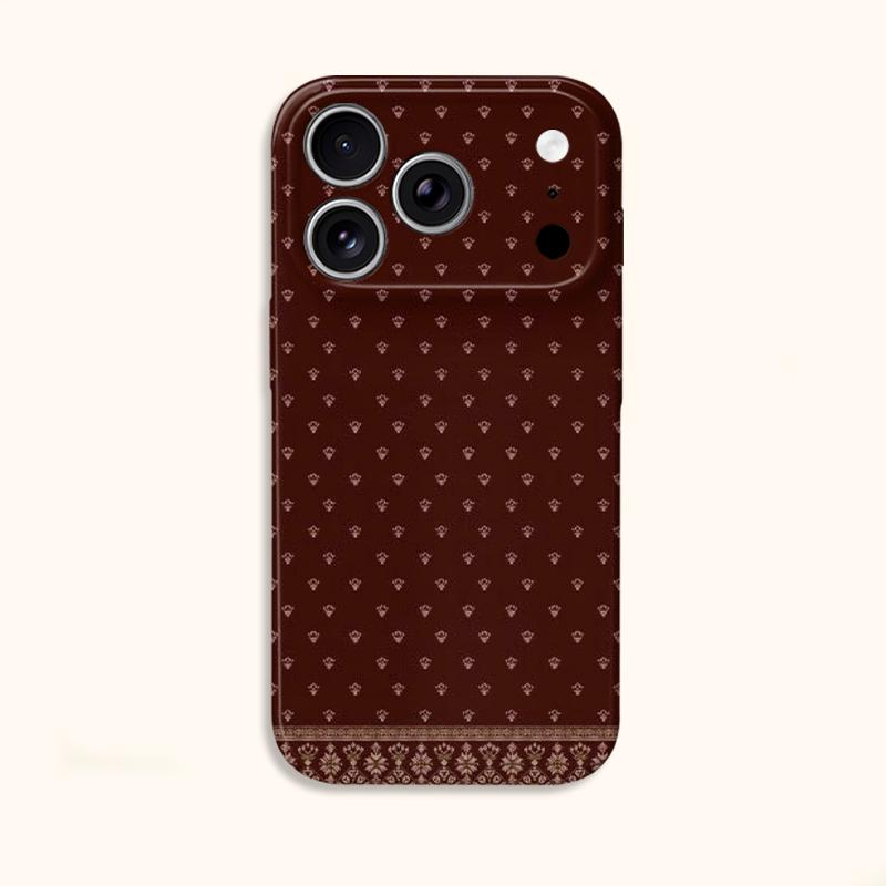 Sophisticated Ditsy Floral Border Trim Geometric Pattern Art Graphic Film Aesthetic Protective Case Cover For iPhone 14 15 16 Pro Max Plus
