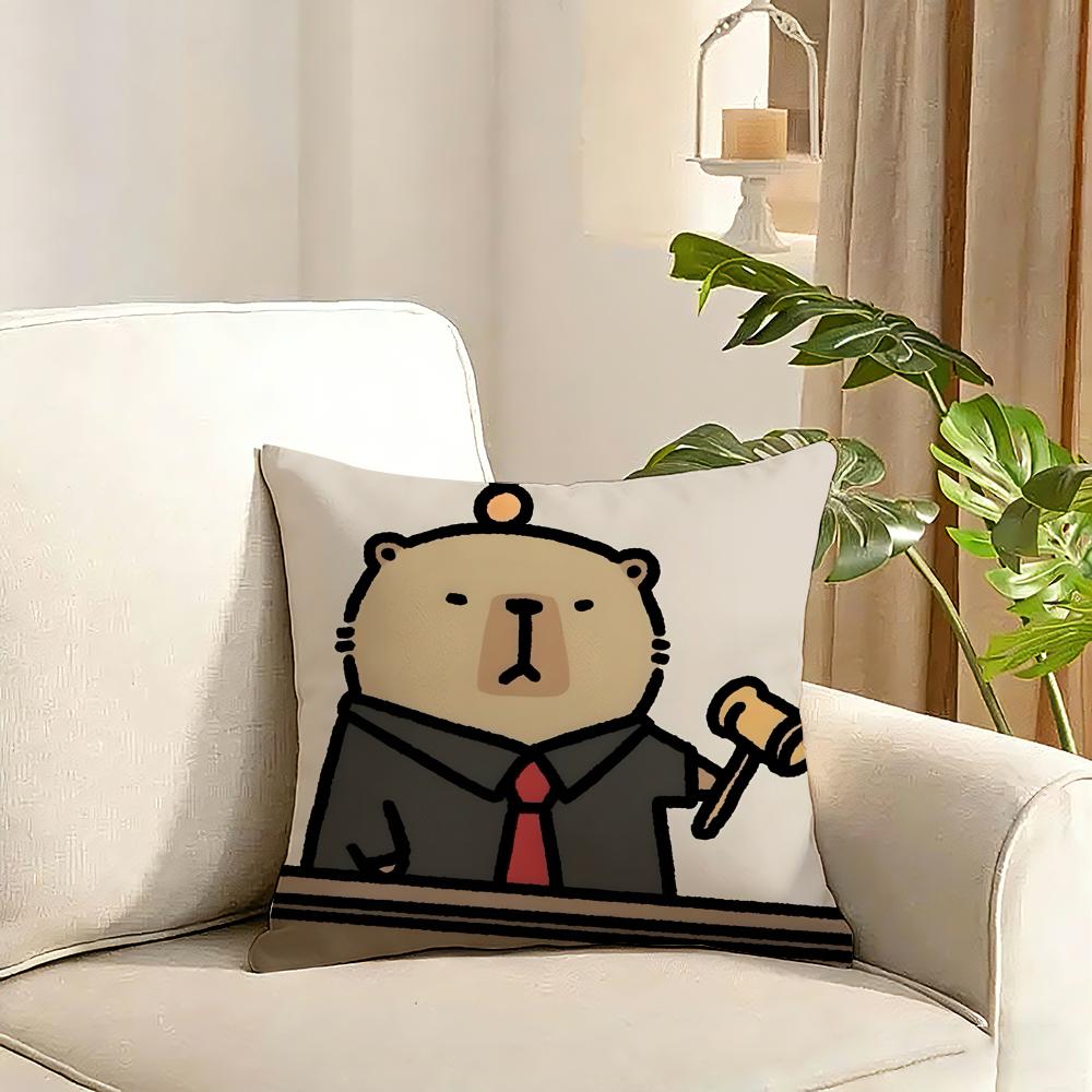 Capybara Cushion Cover Reversible Plush Pillow Cover Soft Fluffy Home Decor for Sofa Bedroom