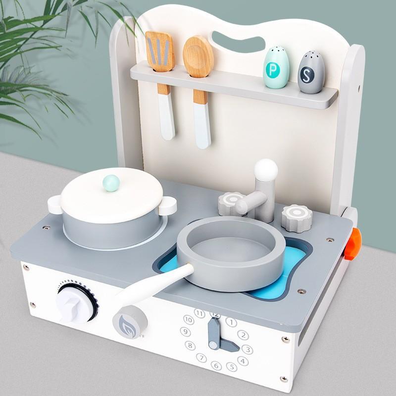 

Деревянный игровой домик-симулятор, мини-кухня, плита, кастрюля, резка, костюм, игрушка белый