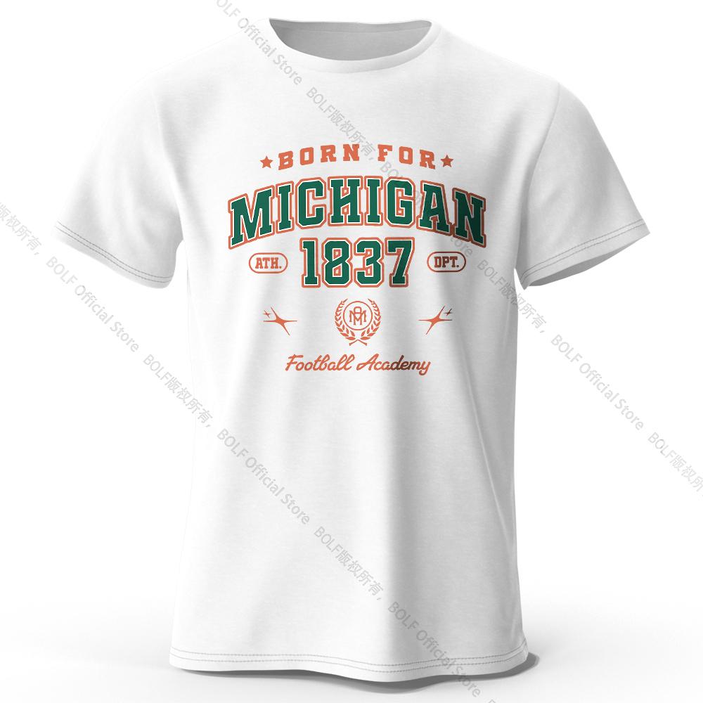 Men's Born for Michigan Printed T-Shirt 100% Cotton Oversized State Pride Graphic Tees for Women Summer Tops Streetwear