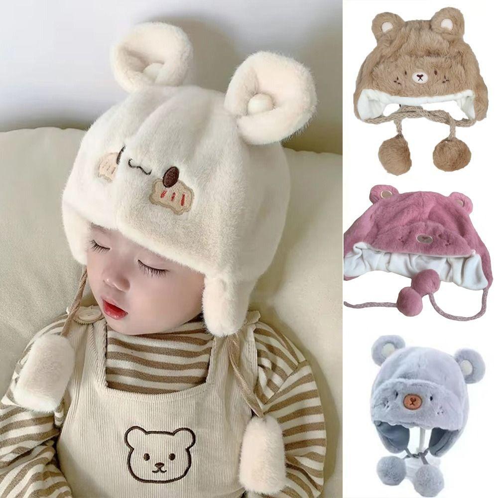 Warm Newborn Bonnet Hats Soft Boys Girls Beanie Cap Cute Baby Bear Hats  Kids