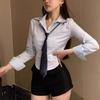 JK Uniform White Shirt Women's New Spring Long Sleeved Design Niche Slim Fit Waist Cinching Top