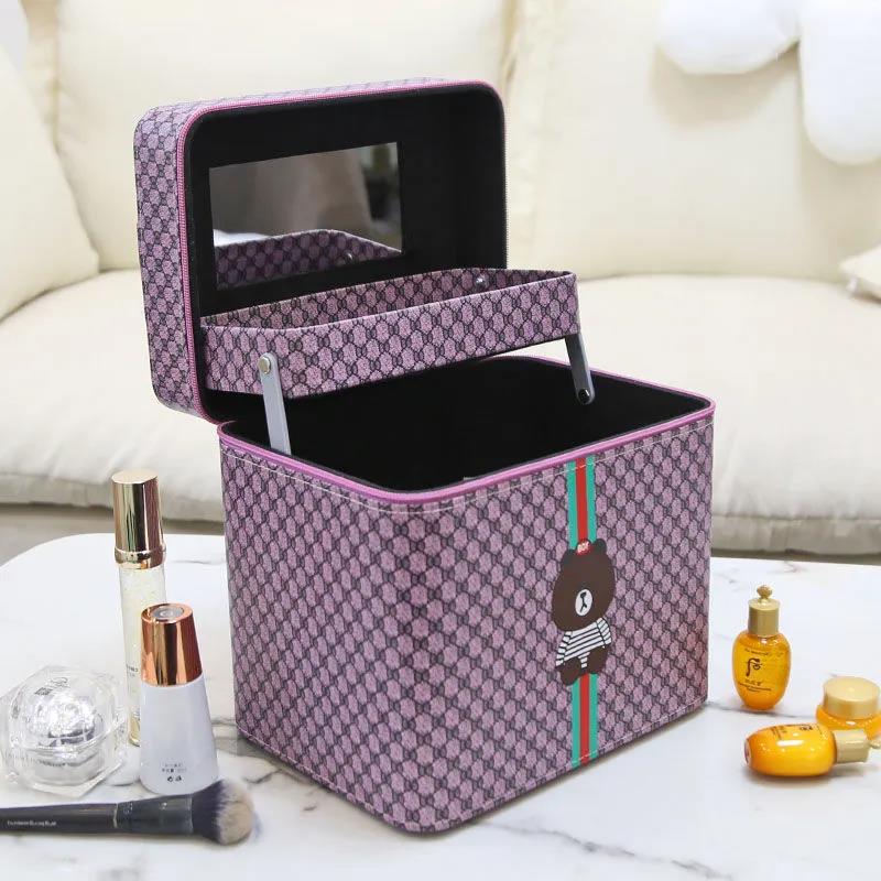 Caixa de cosméticos feminina grande capacidade bolsa de cosméticos portátil tamanho caixa de armazenamento de cosméticos