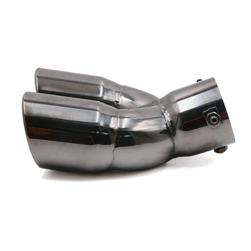 uxcell Exhaust Muffler Custom Exterior 74mm Intake Black Stainless Rear Dual Outlet Pipe Tail Muffler Tip Cutter, Parts, Diameter, Steel,
