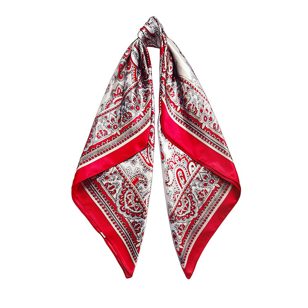 90cm Trendy Paisley Silk-Style Headscarf for Women - European American Design