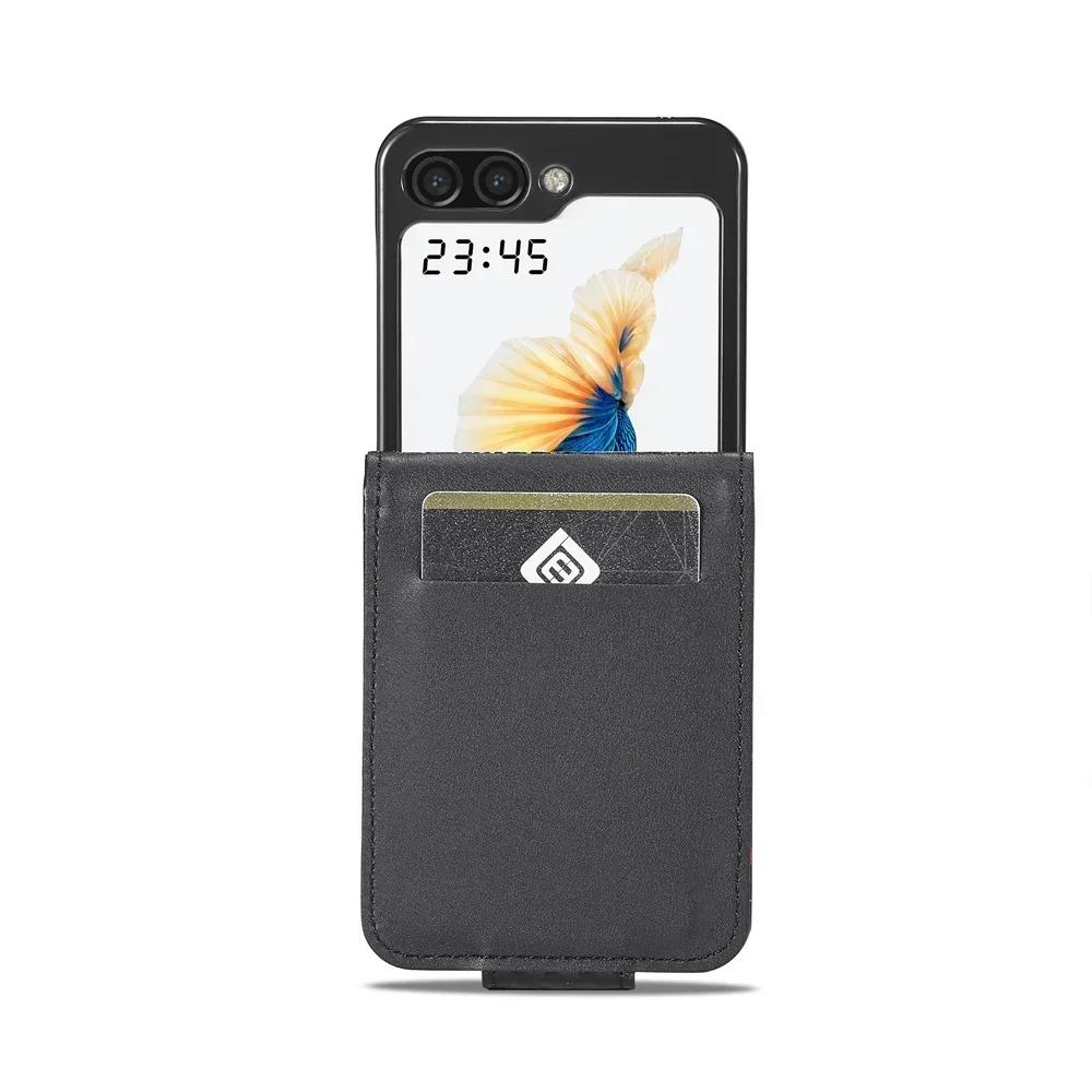 Carbon Fiber PU Leather Cover For Samsung Galaxy Z Flip 7 Fe 6 5 4 3 Flip7 Flip6 Flip5 5G Phone Case Wallet with Card Holder