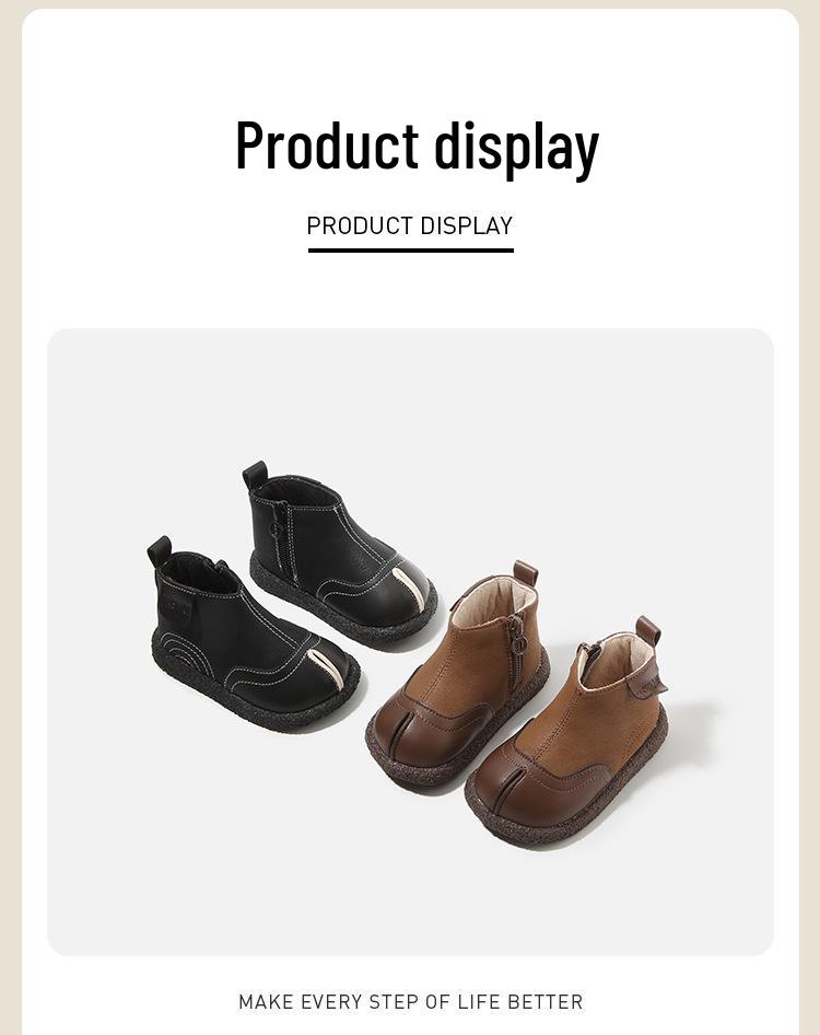 Autumn/Winter Martin Boots: Velvet-Enhanced Infant First Steps, Leather Short Boots for Boys & Girls