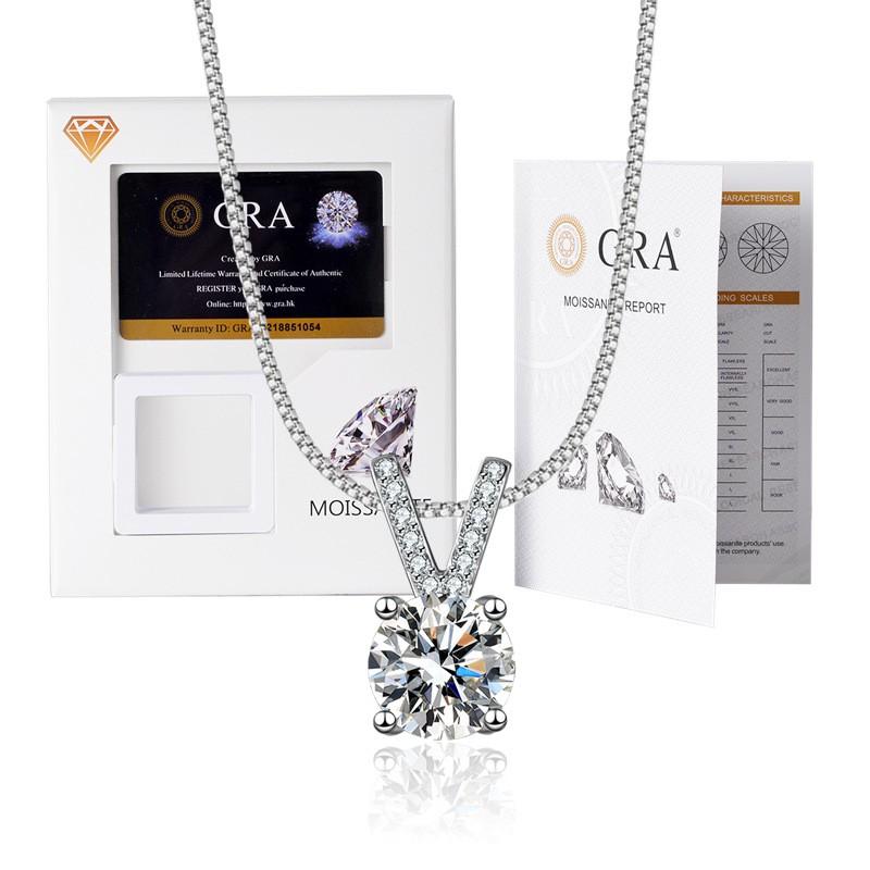 Elegant Moissanite Pendant Necklace With Thick White Gold Plating Hexagonal Crown Design Box Chain 21-50cm Adjustable Length