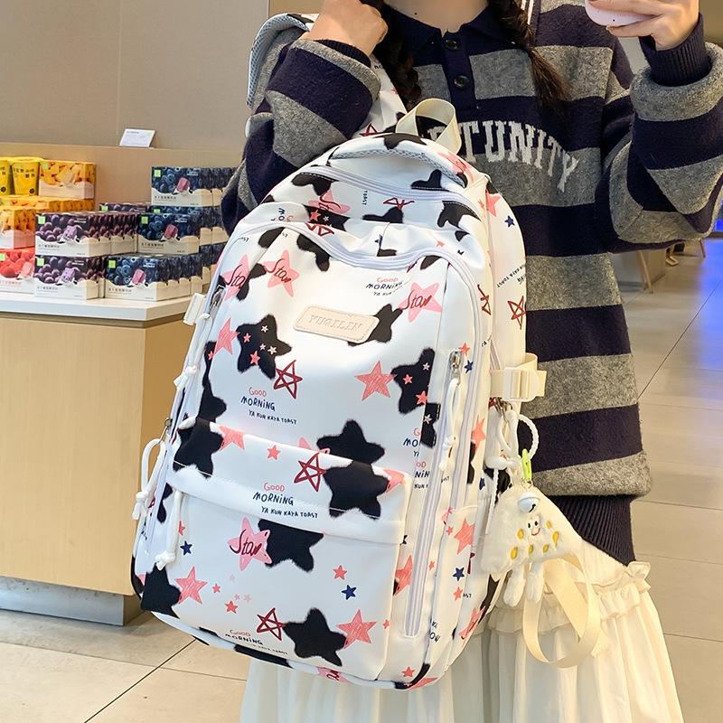 Schoolbag Children Elementary School Girls Junior High School Students College Students Large Capacity Star Backpack