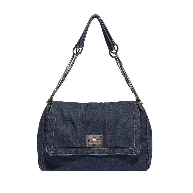 Large Capacity Women's Shoulder Bag Denim Tote Bag Messenger Bag Women's Fashion Chain Bag Commuter Bag
