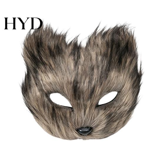 Lightweight Cosplay Animal Mask Long Fur White Fox Half Face Mask, Halloween Masquerade Comfortable Elegant Fairy for Ancient Style Photoshoot