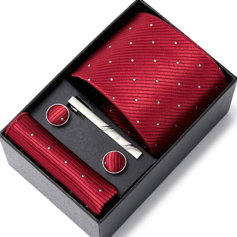 Tie Men'S Business Professional Dress Suit Blue Striped Gift Box Polyester Silk 7.5Cm Business Gift