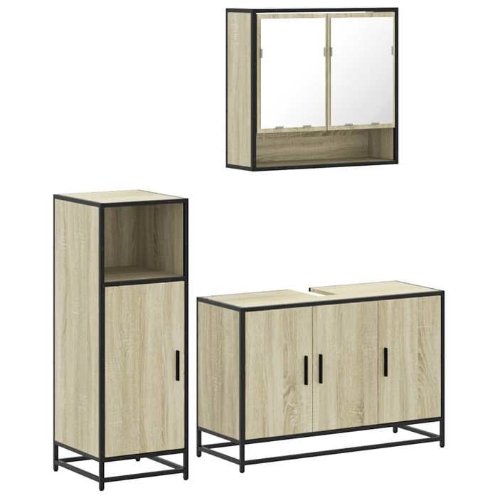 VidaXL Ensemble De Meubles De Salle De Bain 3 Pcs Chêne Sonoma, Armoire De Salle De Bain, Placard De Salle De Bain, Meuble 3300981