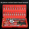 46-Piece Ratchet Wrench and Socket Set for Auto Repair - Mechanic Hardware Toolbox