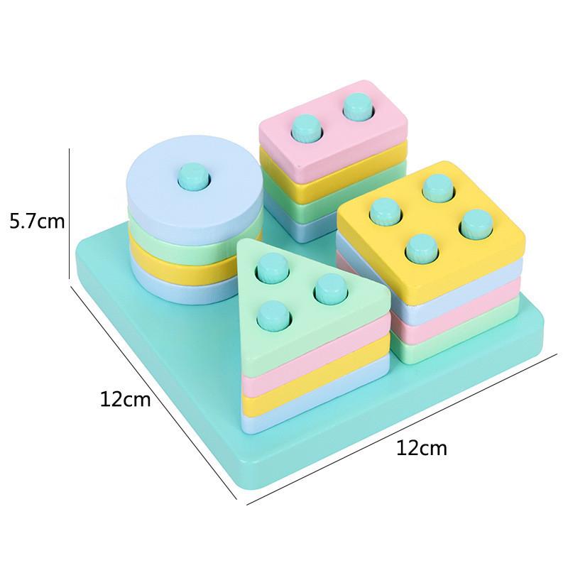 Childrens Wooden Geometric Shape Matching Blocks For Early Education And Brain Development