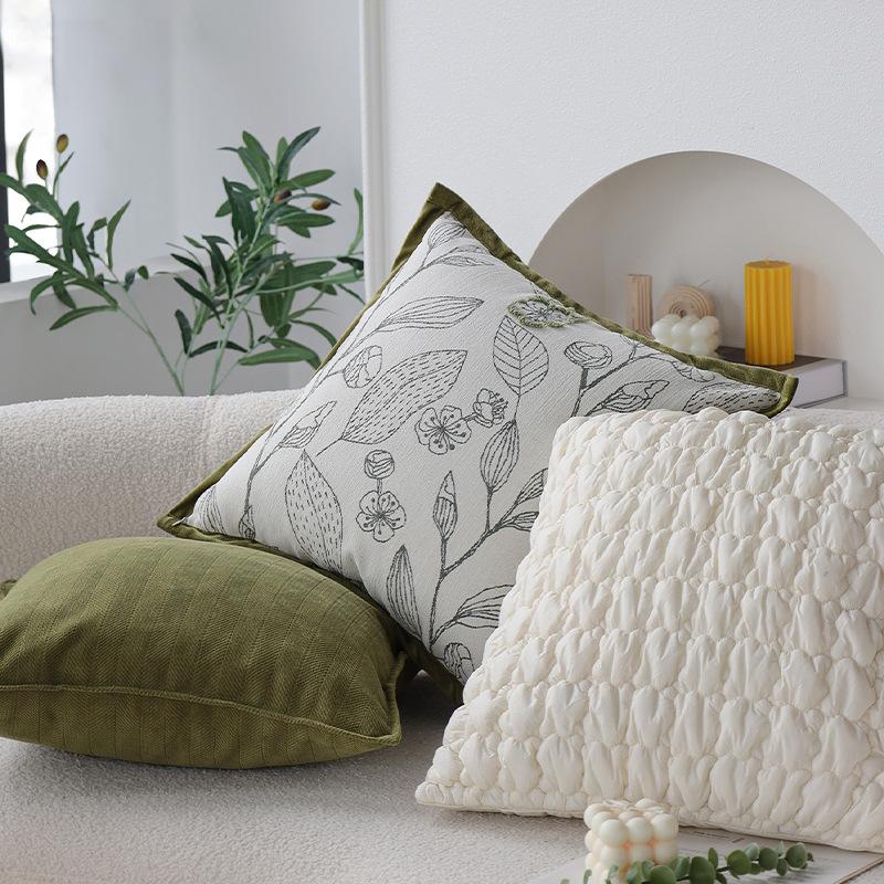 Ins Cream Style Pillow Green Cushion Pillow Cover Living Room Sofa Model Room Bay Window Cushion Does Not Contain Core